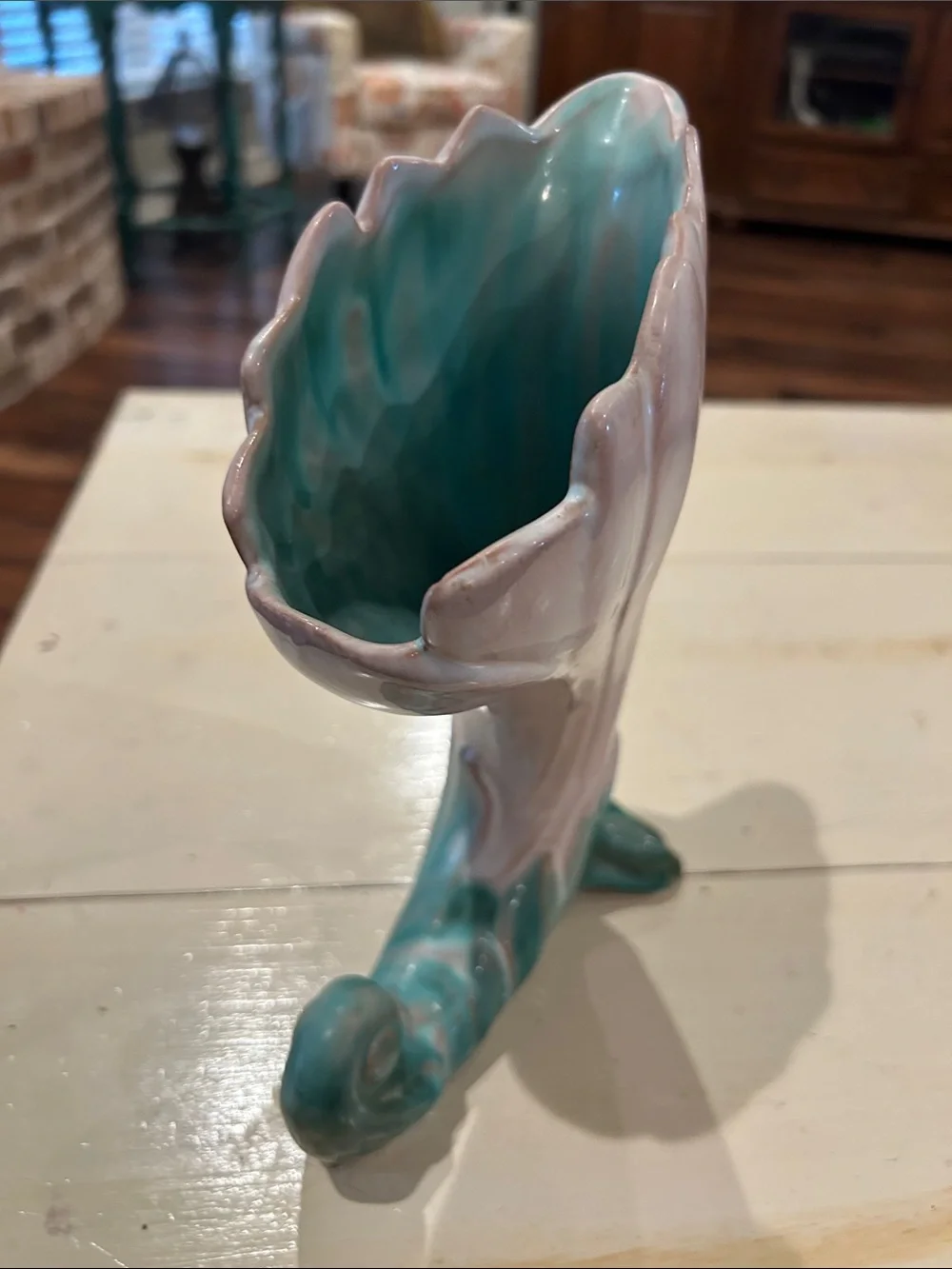 Vintage “Terra Rose” Lily Model #3619 Ceramic Vase in Pink and Aqua